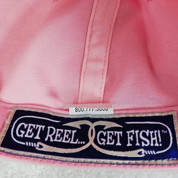 BAD TO THE BONE Get Reel Get Fish Pink Womens Baseball Cap Hat Adjustable Strap - Picture 9 of 10